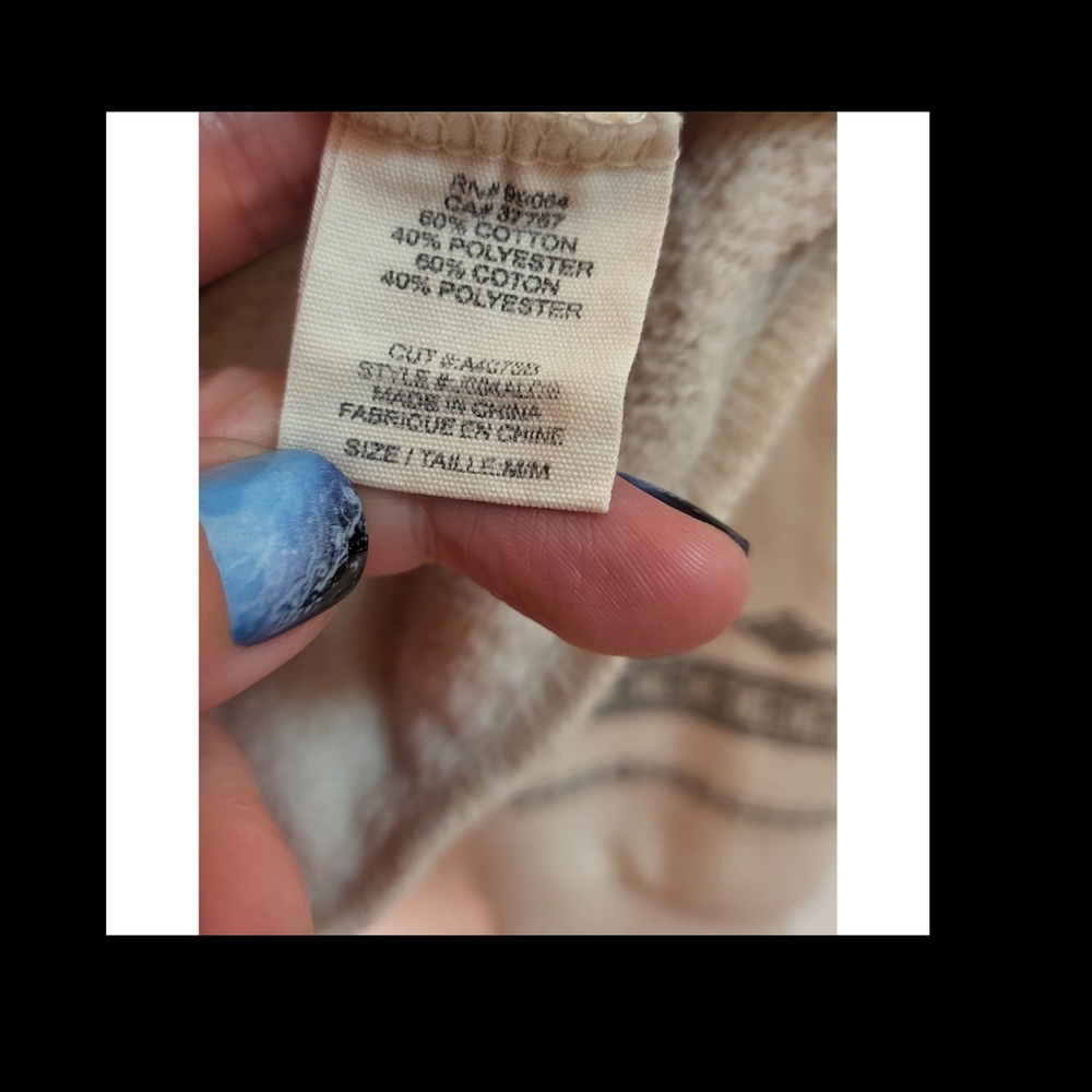 🌿Women's Billabong Tribal Print Off-White Hooded Sweatshirt - Medium - Picture 6 of 16